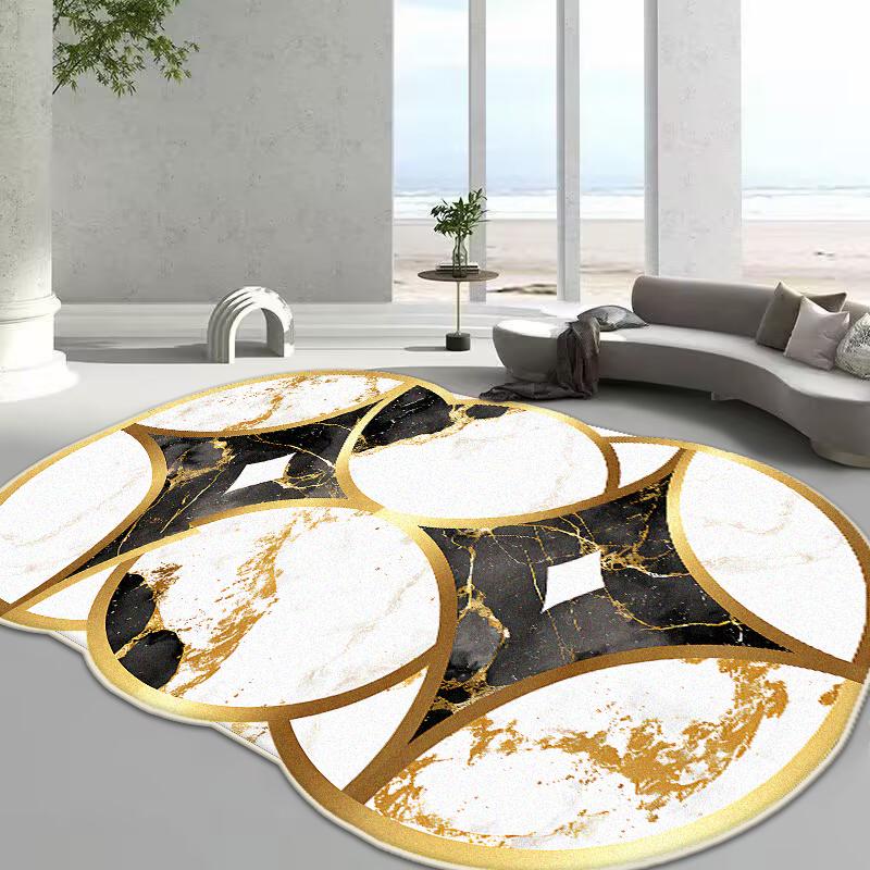 Luxury Gold Special-shaped Carpet Living Room Decoration Home Kids Bedroom Carpets Non-slip Washable Floor Mats Large Area Rug