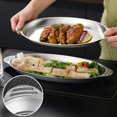 Stainless Steel Roasting Pan with Handles Oval Grilled Fish Pan Multifunctional Baking Pan for Grilled Fish Turkey Lasagna