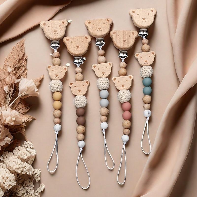 2Pcs New Chew Silicone Beads Pacifier Clips Dummy Chain Holder Newborn Soother Chains Nipple Holder Infant Teething Toys Gifts