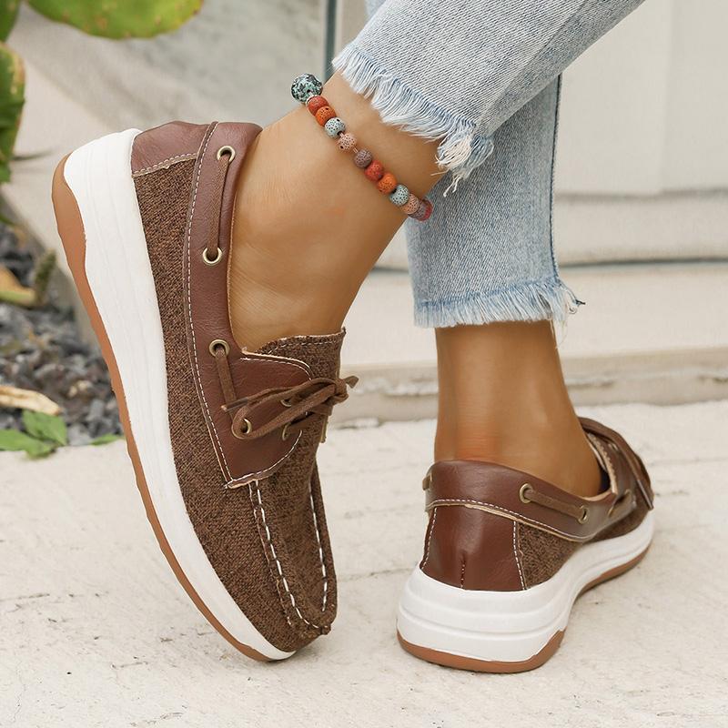 Fashion Plus Size Fashion Lace Up Loafers for Women Lightweight Non Slip Low Top Casual Shoes Woman Spring Autumn Comfort Walking Shoes