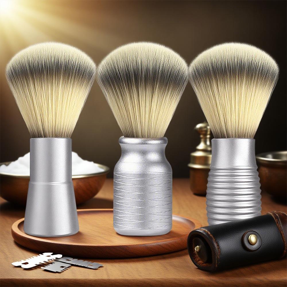 Men's Traditional Shaving Brush: Soft Bristle Nylon & Badger Hair for Beard.