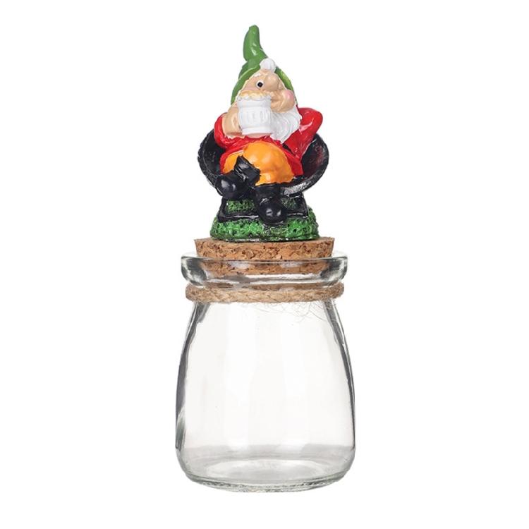 Christmas Themed Resins Dwarf Gnomes Figurine Candy Jar Glass Cookie Food Storage Container Table Decors Ornament Gift