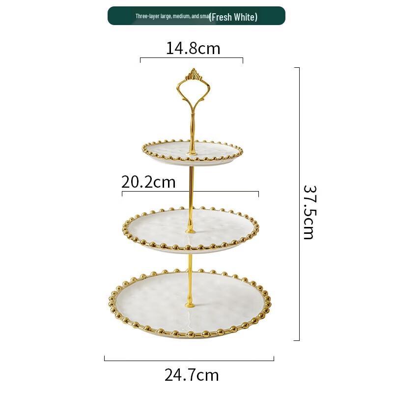 Ceramic 3-Tier Beaded Fruit and Dessert Stand