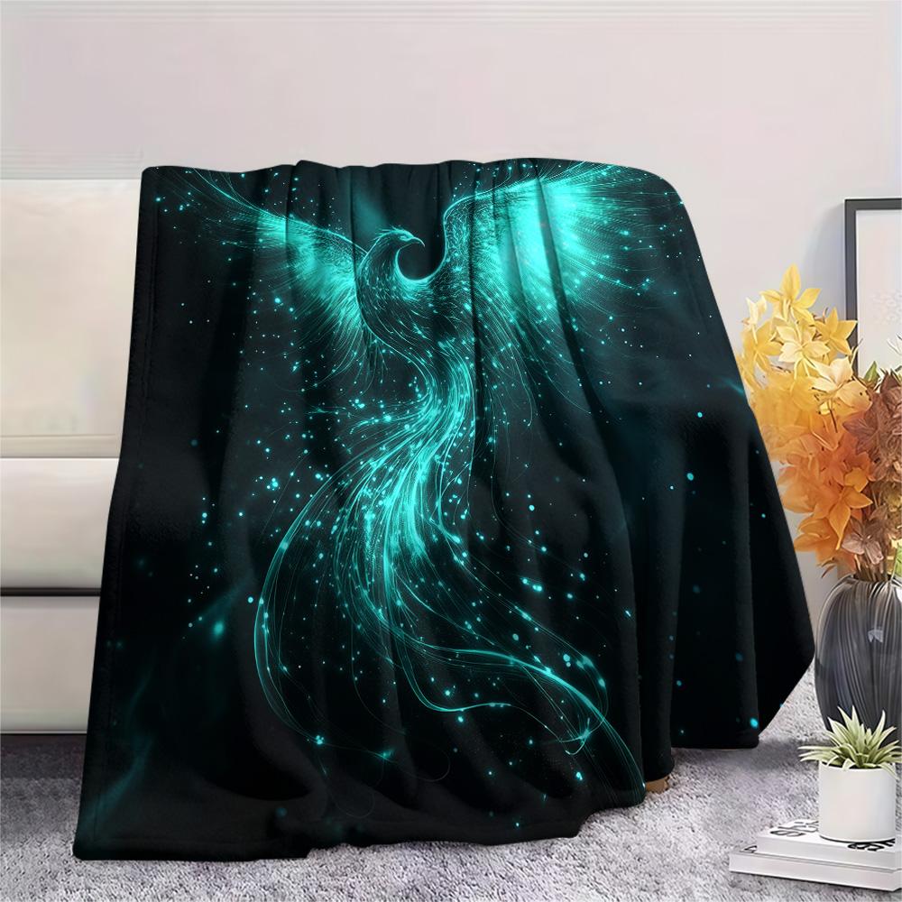 Sparkling Phoenix  Print Flannel Blanket, High quality Comfortable for All Seasons, Home Decor, Warmth and Comfort