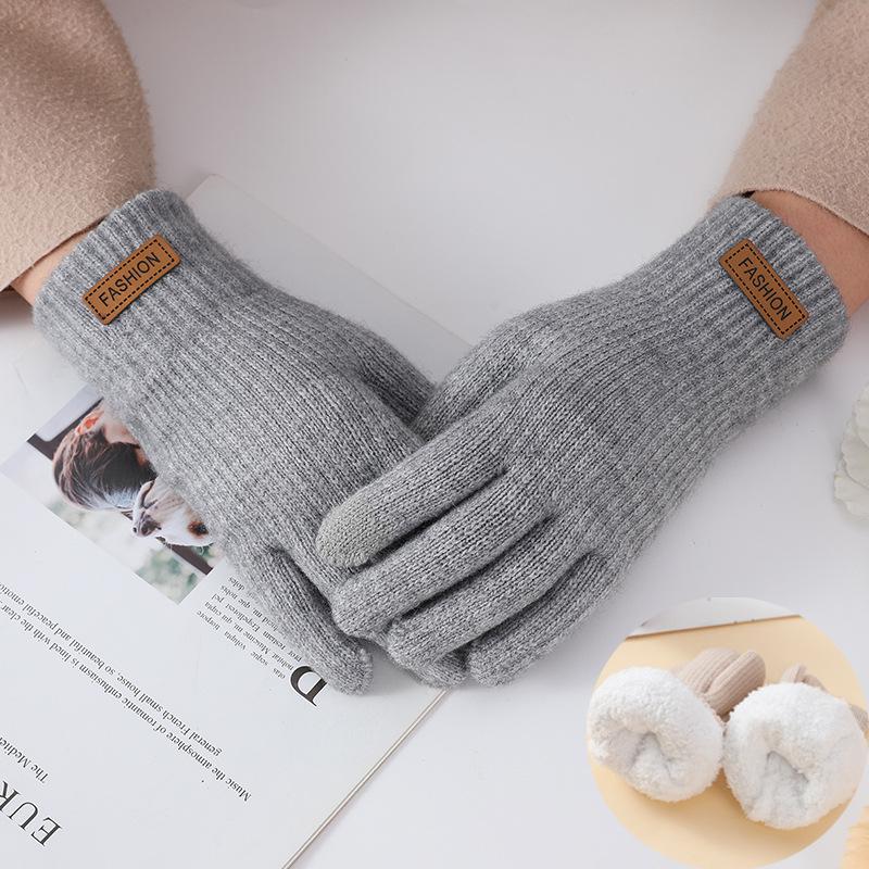 Korean Style Winter Touchscreen Knitted Gloves - Cute, Warm, Cold-Proof for Female Students & Cycling