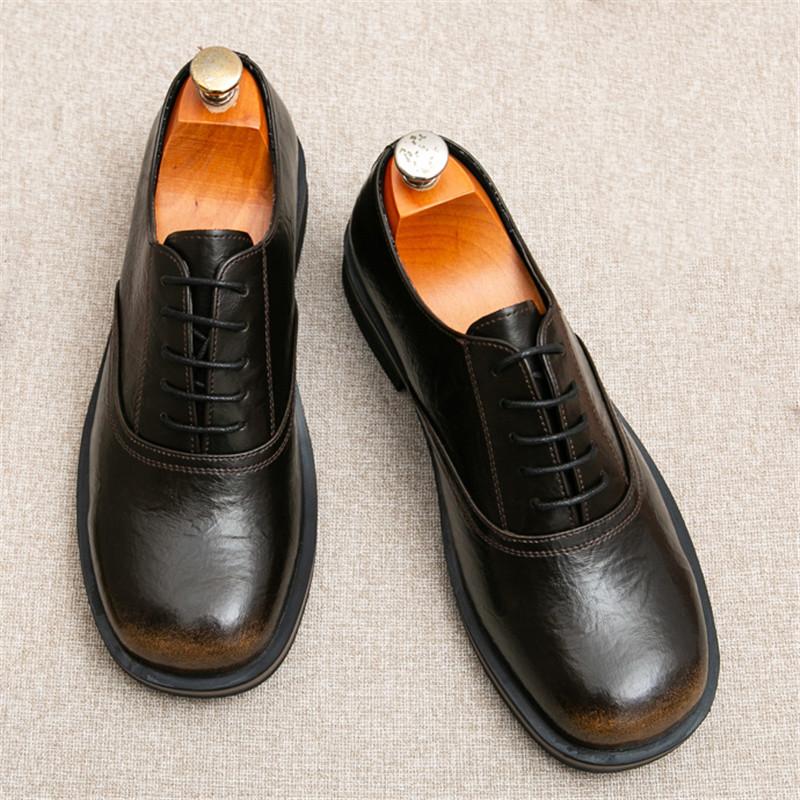 Luxury Designer Men's Lace Up Square Toes Shoes British Retro Fashion Punk Wedding Dress Homecoming Sapatos Tenis Masculino