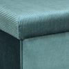 Coffre Pouf Pliable - Home Deco Factory - Giulia - Velours Côtelé - Bleu