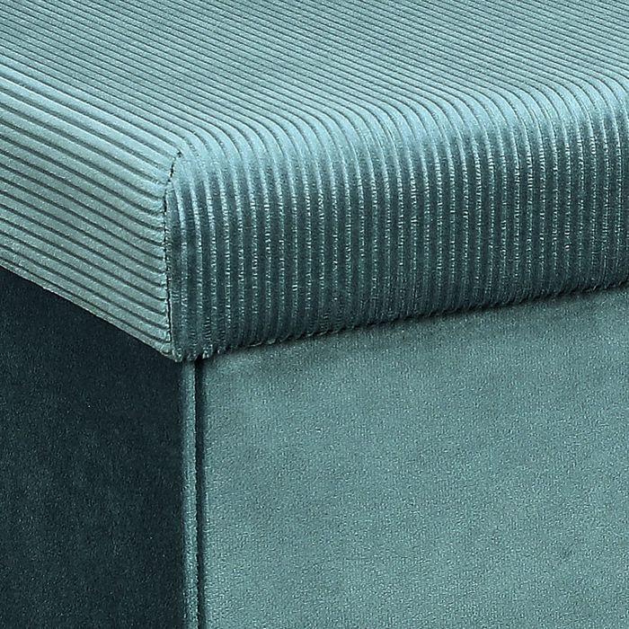 Coffre Pouf Pliable - Home Deco Factory - Giulia - Velours Côtelé - Bleu