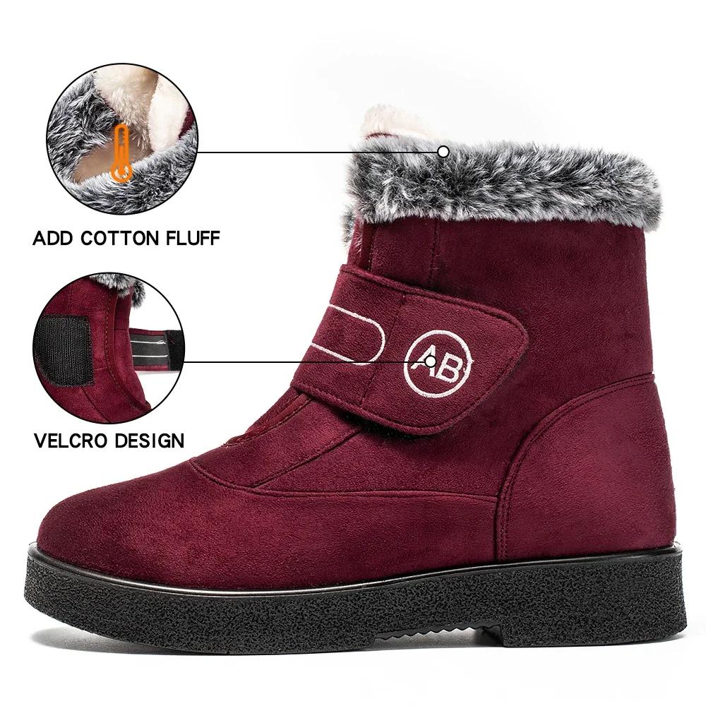 Faux Fur Platform Winter Snow Boots Women Thicken Plush Warm Cotton Padded Shoes Woman Plus Size 44 Thick Sole Ankle Boots Mujer