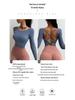 Yoga Long Sleeve Tops with Chest Pads - Autumn/Winter Fashionable Fitness Wear with Stylish Open Back Design