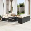11-piece Garden Sofa Set with Black Cushions Poly Rattan Acacia 3364455