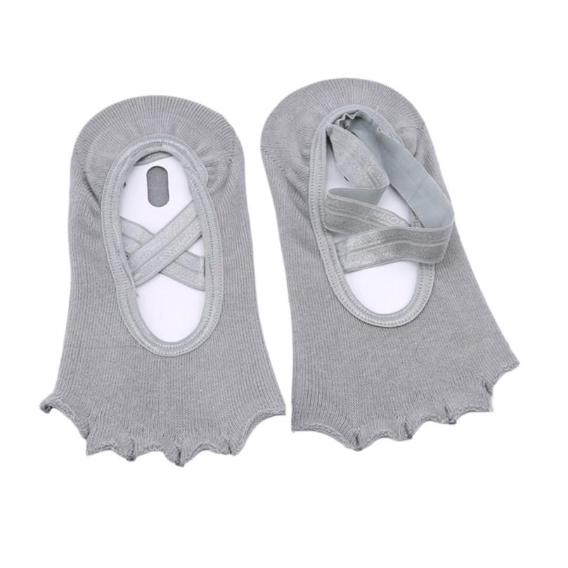 Fashion Solid Color Female Cross Straps Ballet Open Toe Floor Socks Silicone Non-slip Yoga Socks
