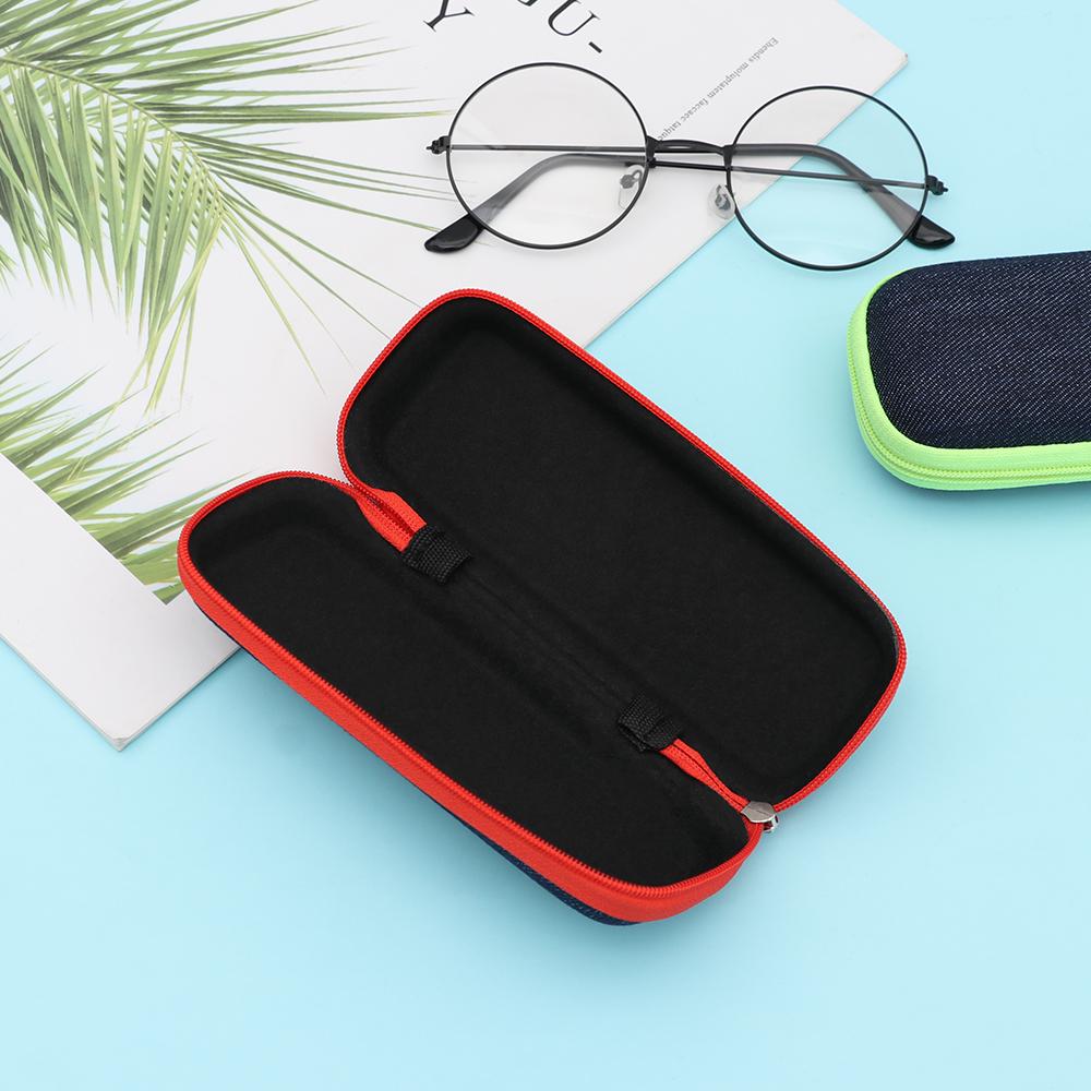 1Pc Fashion Portable Glasses Box Denim Fabric With Zipper Sunglasses Reading Glasses Protection Case Crush Resistance Container