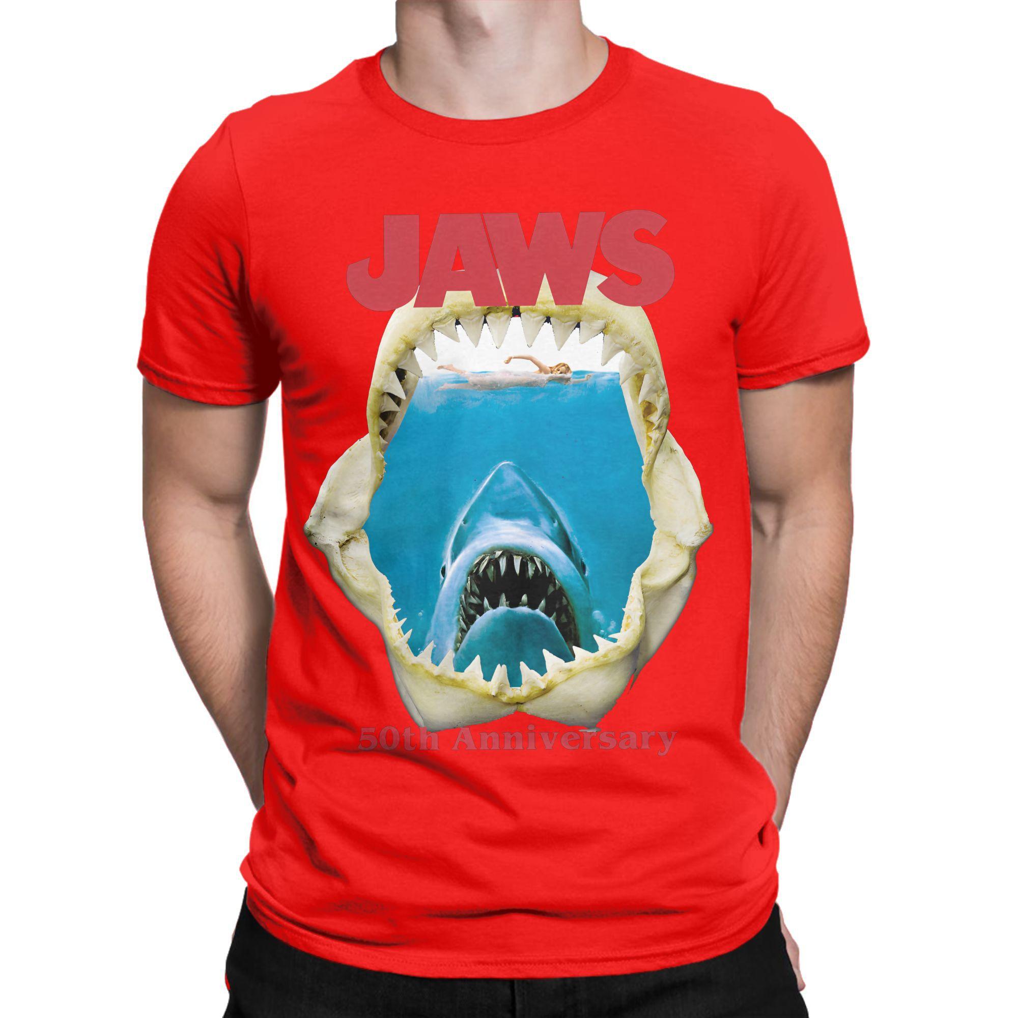 Men TShirts JAWS Water Globe Featuring A Great White Fashion Cotton Tee Shirt Short Sleeve  T Shirts Crew Neck Tops Adult S