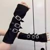 Punk Hip-hop Style Long Half Finger Gloves Women's Metal Buckle Personalized Role-playing Stage Performance Elastic Party Gloves