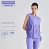 Cross-Border Bunchy Yarn Yoga Back Summer Breathable Heart Female Loose Round Neck Sleeveless Sports Tops Drawstring At Hem Yoga