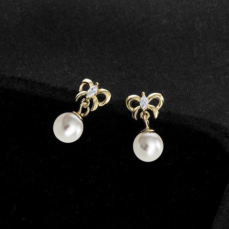 

Серьги-бабочки Banyan Tree S925 из серебра с жемчугом и бантом для женщин — простая тенденция моды 2021 года ES1634 золотой