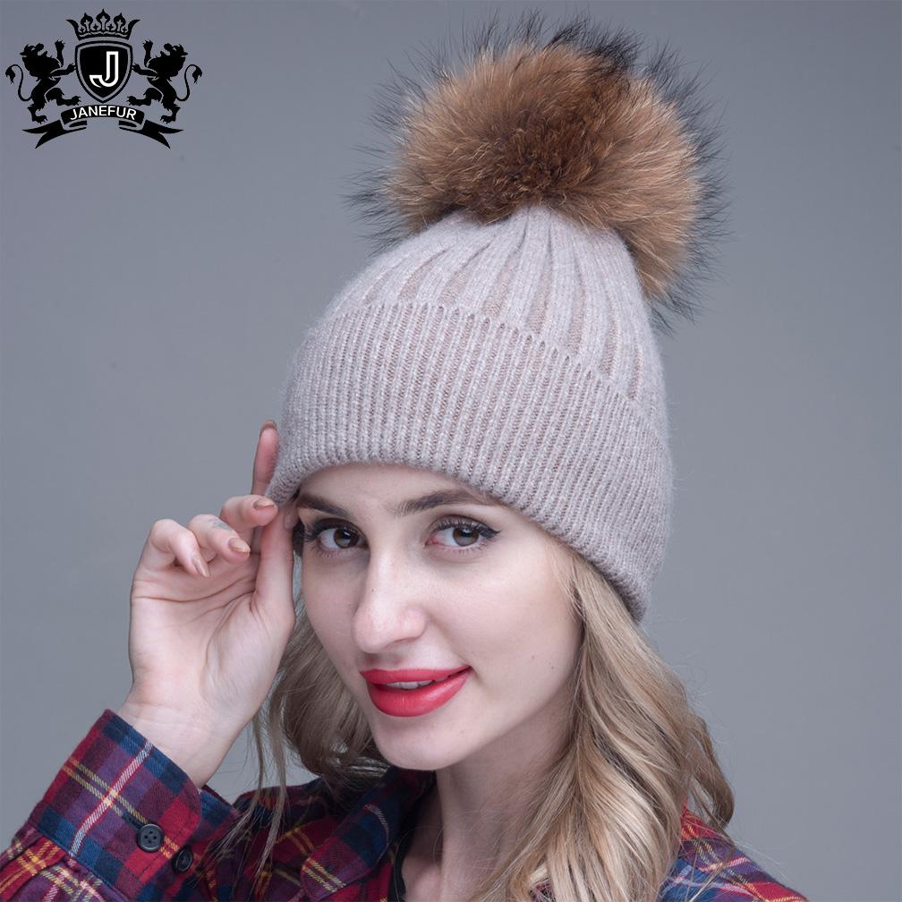 Custom Strip Knit Luxury Designer Winter Pompom Beanies Unisex Warmly Angora Wool Hat With Big Pom Poms