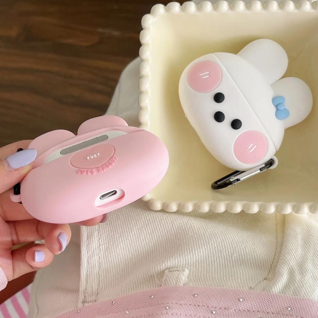 Cute 3D Cartoon White Pink Rabbit Case For Airpods Pro 2,Soft Ptotective Earphone Silicone Cover For Airpods 3 Case For LOVER