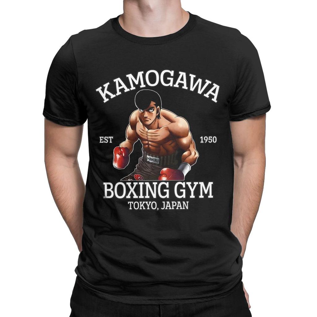 Kamogawa Boxing Gym Takamura T-Shirt for Men Hajime No Ippo Anime Humorous Cotton Tees Short Sleeve T Shirts Plus Size Clothes
