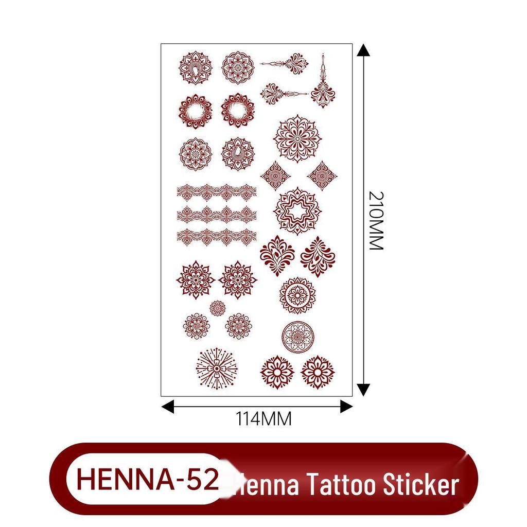 Lace Brown Waterproof Henna Flower Tattoo Stickers for Hands