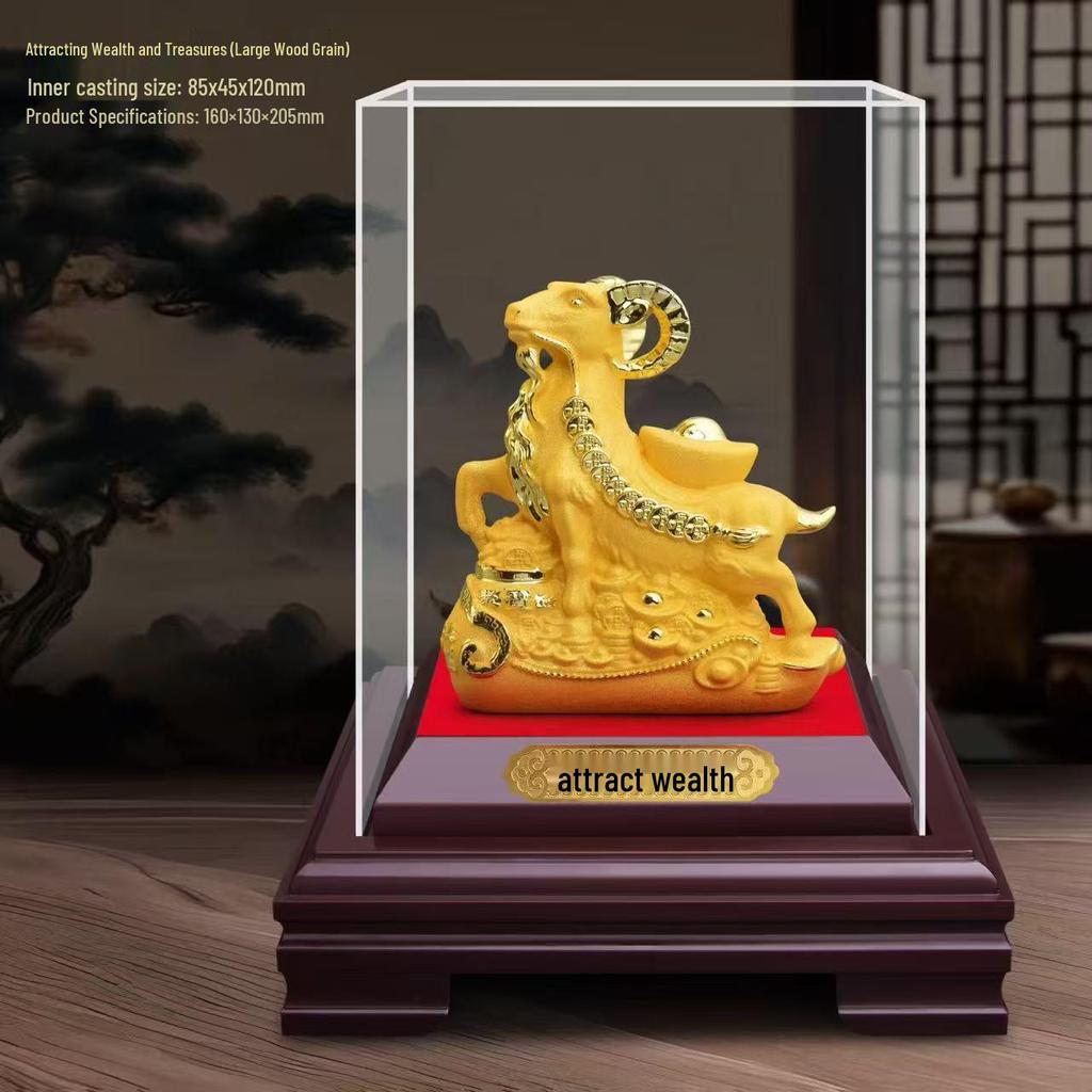Golden Sheep Feng Shui Figurine for Prosperity - Three Sheep Zodiac Wealth Attracting Gift
