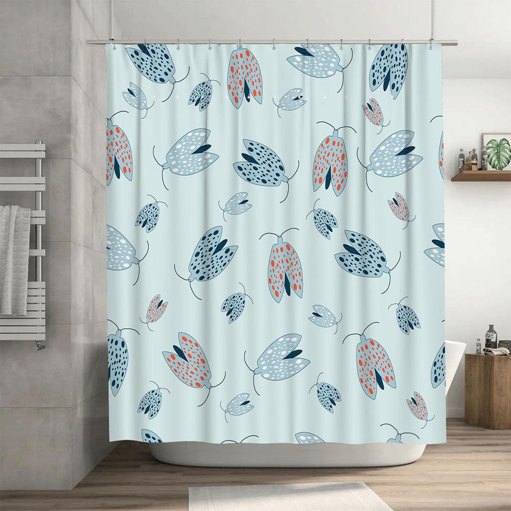 Blue Butterfly Shower Curtain with Modern Design Waterproof Fabric for Bathrooms Decorations Available In Various Sizes On AliEx