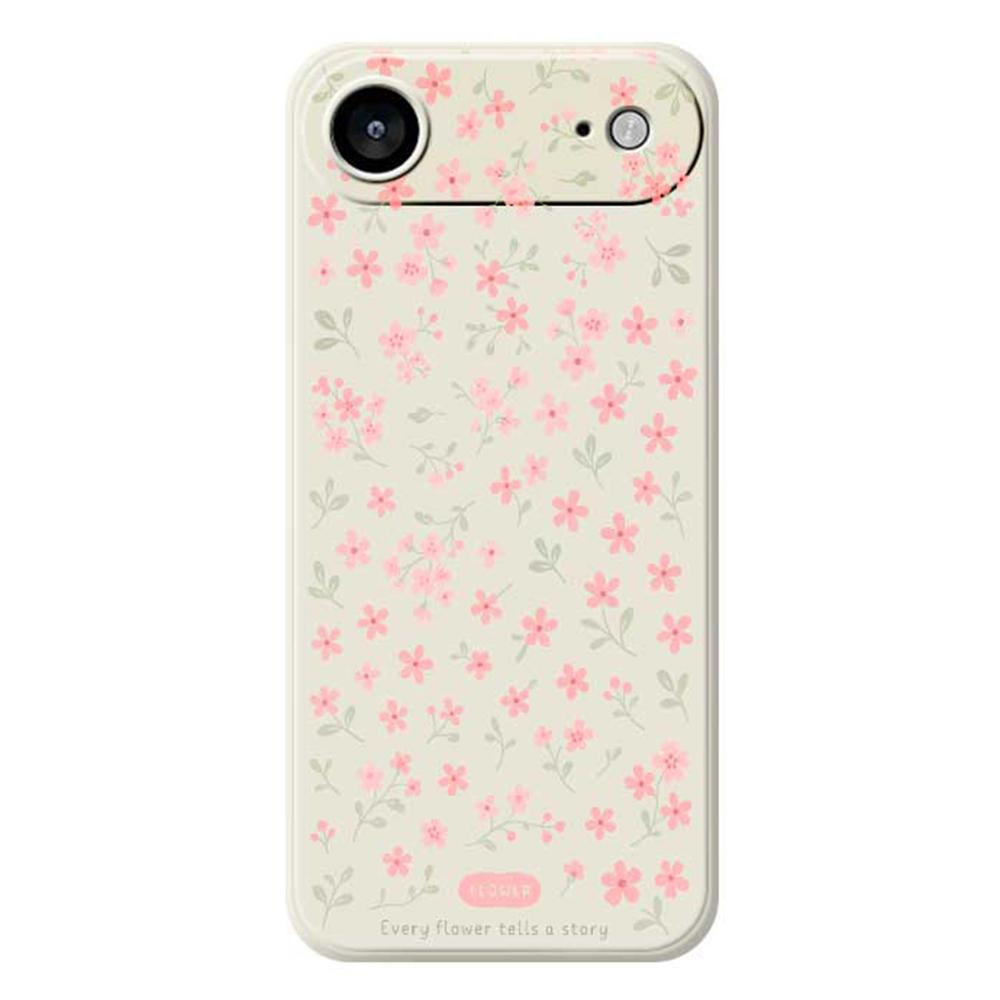 For iPhone 17 Air Case Pink Small Flowers Pattern Printing Straight Edge TPU Phone Back Cover