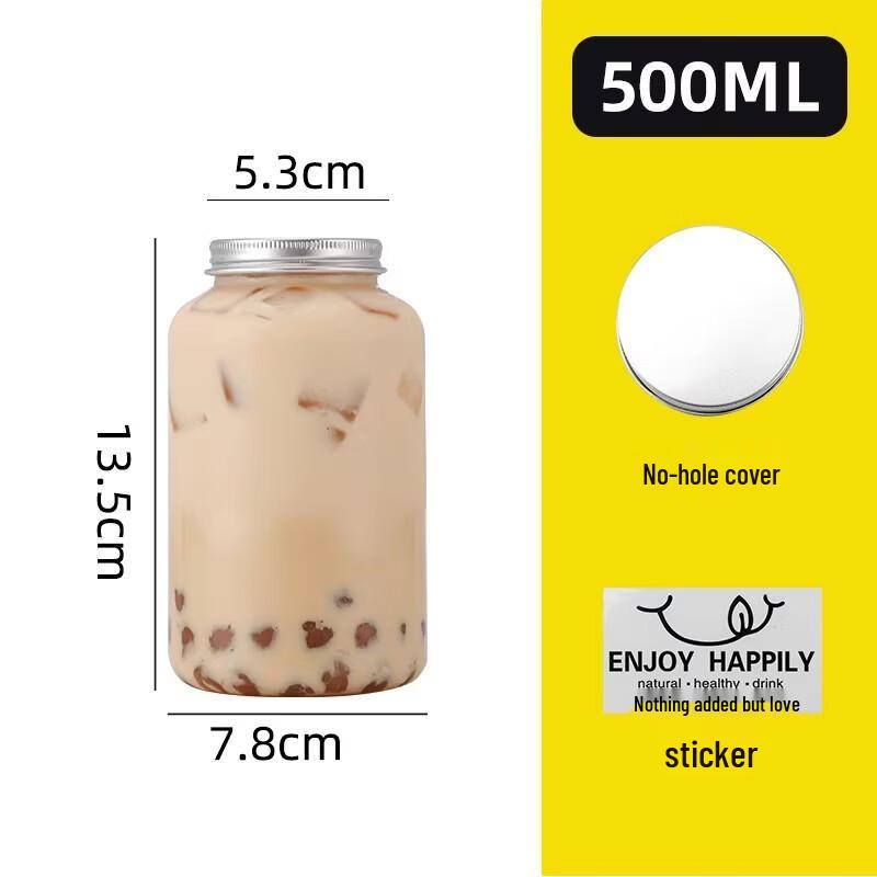 Disposable Milk Tea Chubby Cups with Lids & Stickers