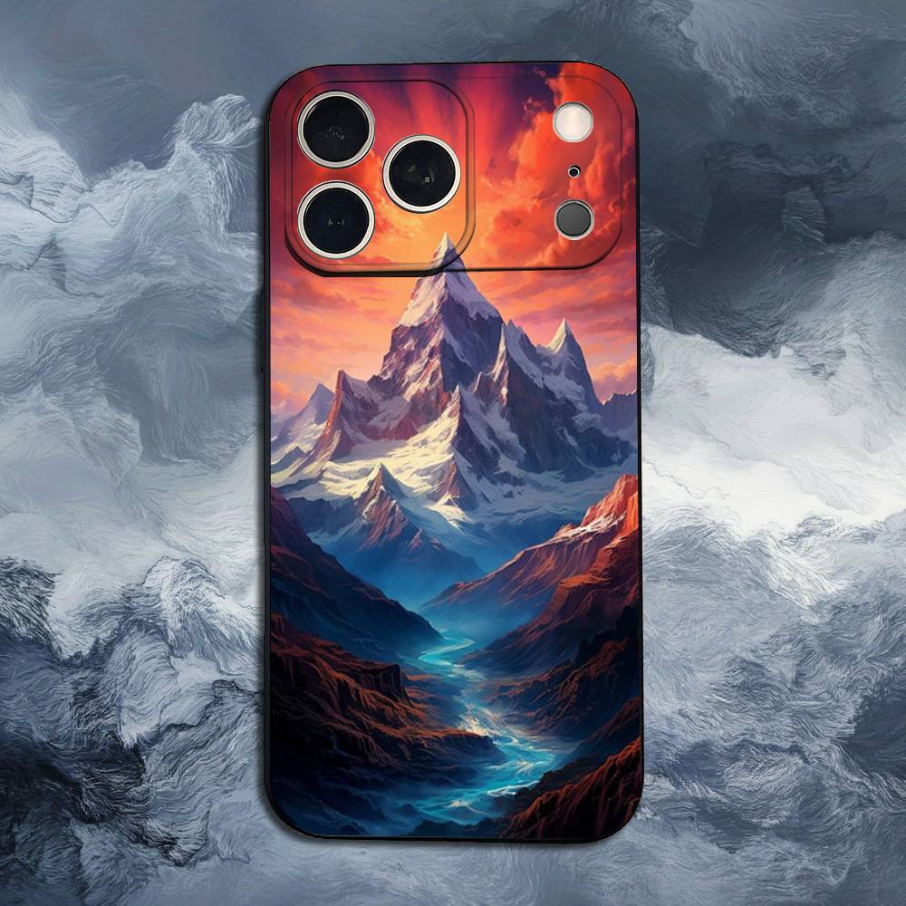 Beautiful River Phone Case For iPhone 17,16,15,14,13,12,11,Plus,Pro Max,XS,X,XR,SE,Mini,8,7,Soft Silicone Black