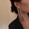 Exquisite Luxury Shiny Crystal Dangle Earrings for Women Long Tassel Full Rhinestone Statement Earring Korean Fashion Jewelry