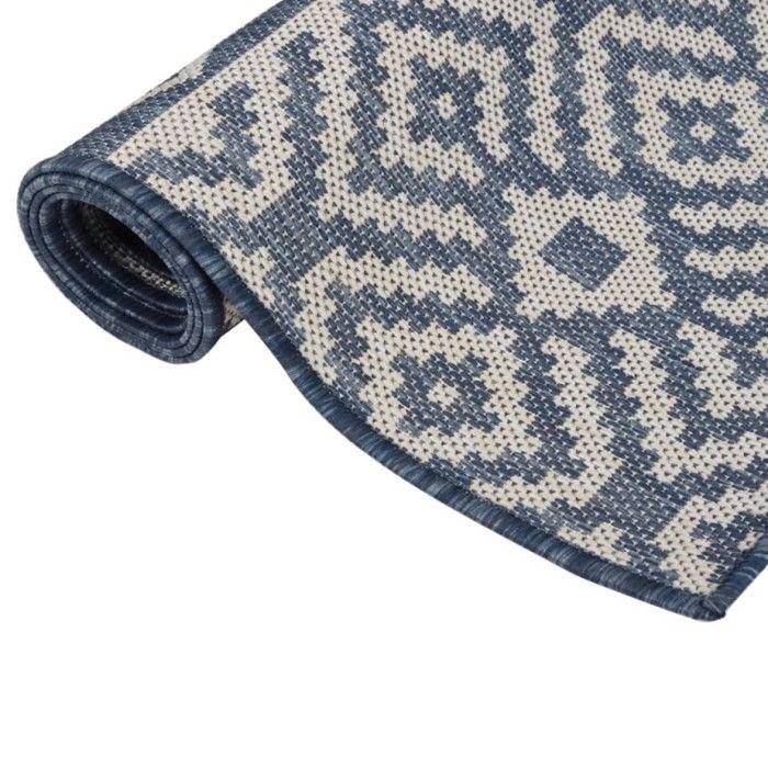 VidaXL Tapis à tissage plat d'extérieur 160x230 cm Rayures bleues