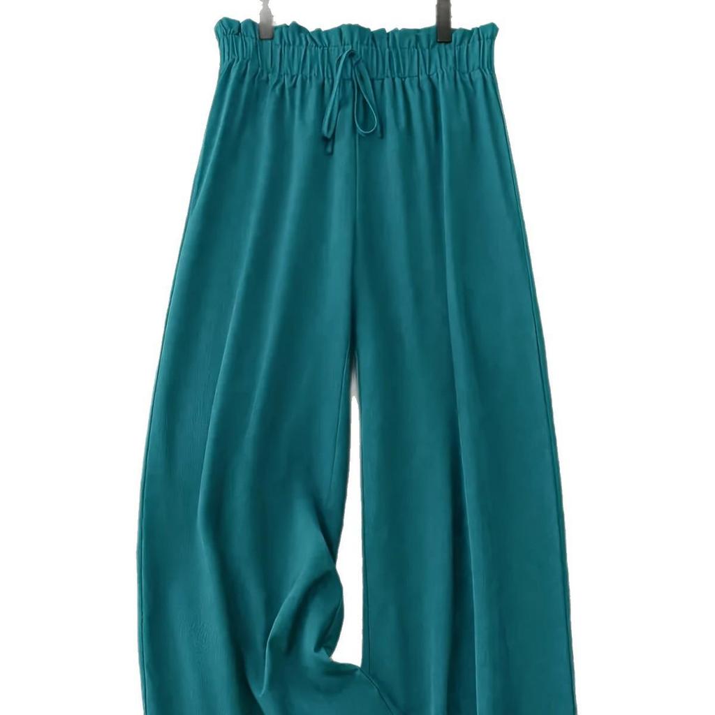 European Summer Solid Color Wide Leg Pants - Plus Size, Slimming, Versatile, Casual Retro Design