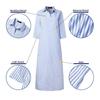 Loose Casual Short Sleeve Stripe Shirt Dress Women Turn Down Collar