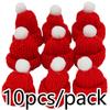 (10 Pcs/pack) 6x4cm Christmas Mini Knitted Hat Decoration Pendant New Year DIY Gift Holiday Party Supplies Yarn Finger Hat