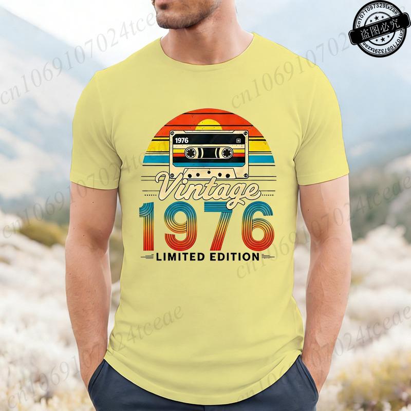 Vintage Born In 1976 Retro 50th Birthday Tshirt Unisex Unisex Funny Y2k Clothes Street Fashion Graphic T Shirts 50 Years Old Gifts