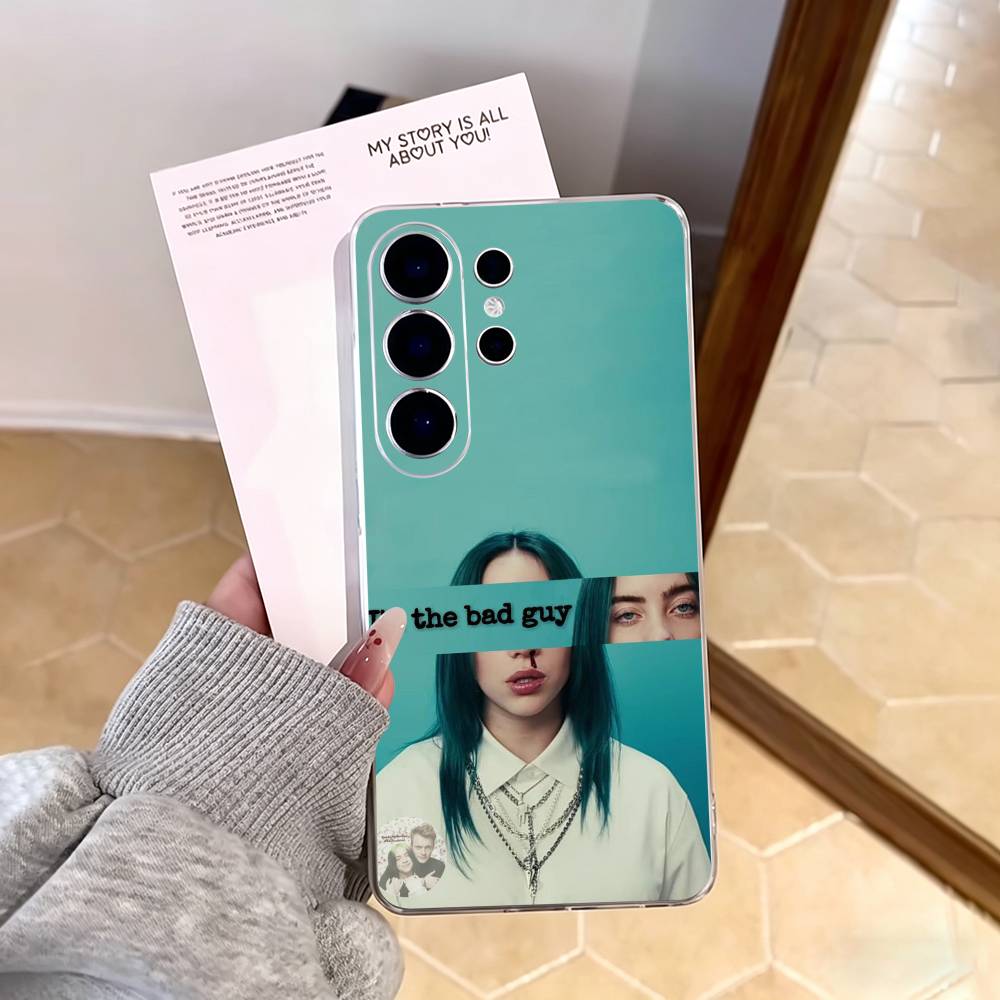 Singer B-Billie Eilish Phone Case For Samsung S25,S24,S21,S22,S23,S30,Ultra,S20,Plus,Fe,Note,10,9,5G Transparent Cover