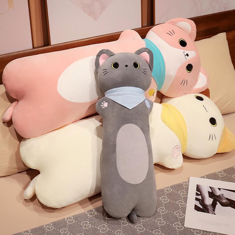 70~130cm Cat Long Pillow Stuffed Soft Cartoon Animal Bolster Plushie Sleeping Leg Support Peluche Birthday Gift
