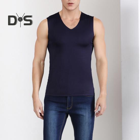 Men Summer Fitness Vest Solid Color Seamless Plus Size V Neck Sleeveless Stretchy Soft Breathable Quick-drying Pullover Casual Men Gym Sport Tank Top