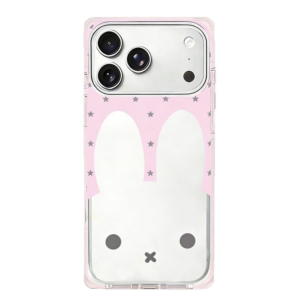Miffy Rabbit Crystal Square Phone Case for iPhone 15/16/17 Pro Max - Anti-fall Design