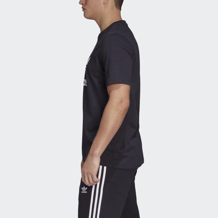 Adidas Originals Trefoil Letter Logo Print Breathable Short Sleeve T-Shirt Men Tops Black CW0709