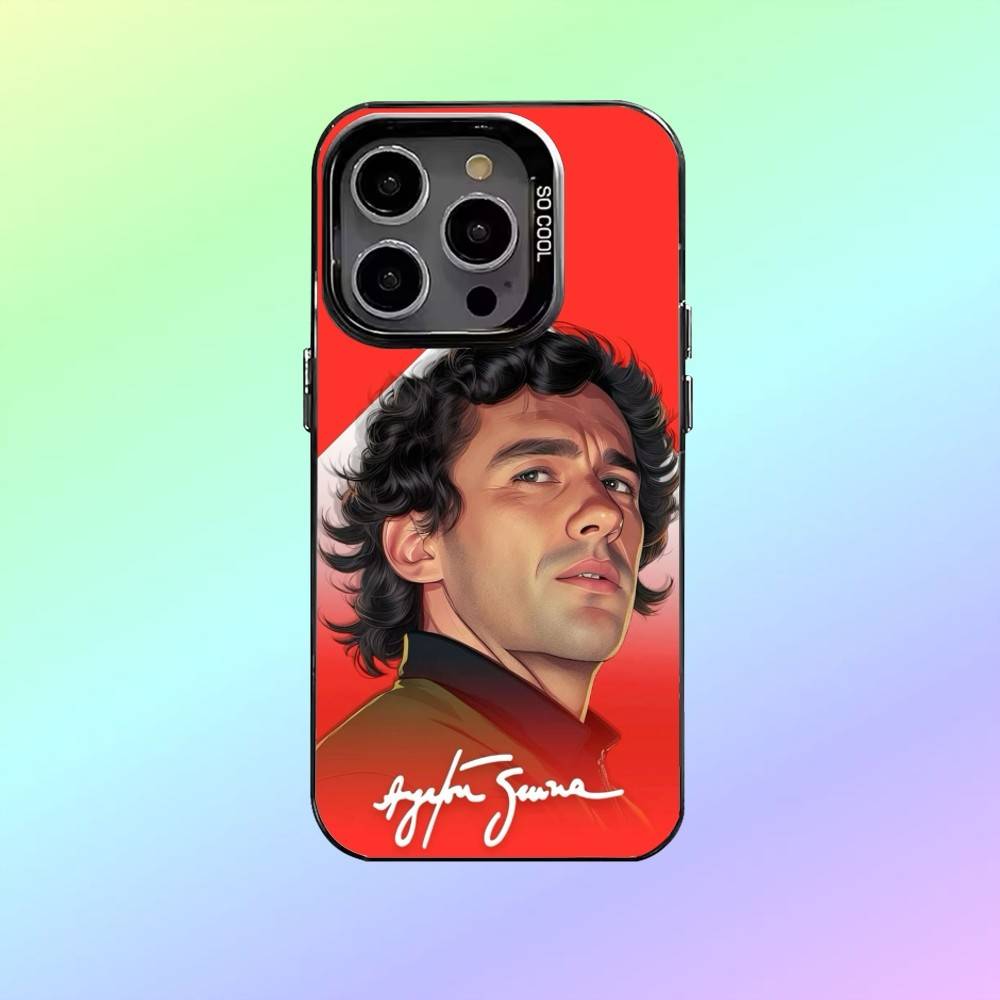 Racing Driver Ayrton S-Senna Phone Case For iPhone17,16,15,14,13,12,11 Plus,Pro Max Colorful Silver Back Phone Case