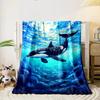 Orca Whale In Deep Ocean Art Flannel Blanket for Bedroom Living Room Sofa and Nap