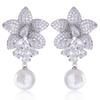 Geometric Pearl Drop Earrings With Cubic Zirconia For Elegant Women