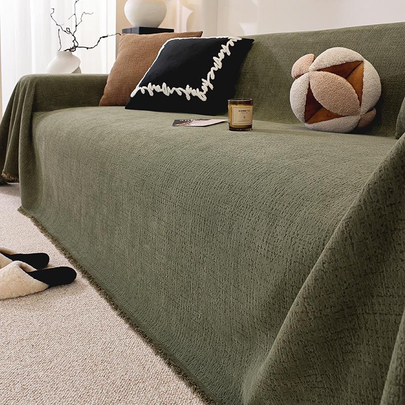 Retro Solid Color Sofa Towel Universal In All Seasons Chenier Non-slip and Anti-cat Scratch All-inclusive Universal Sofa Cover Cloth Cover