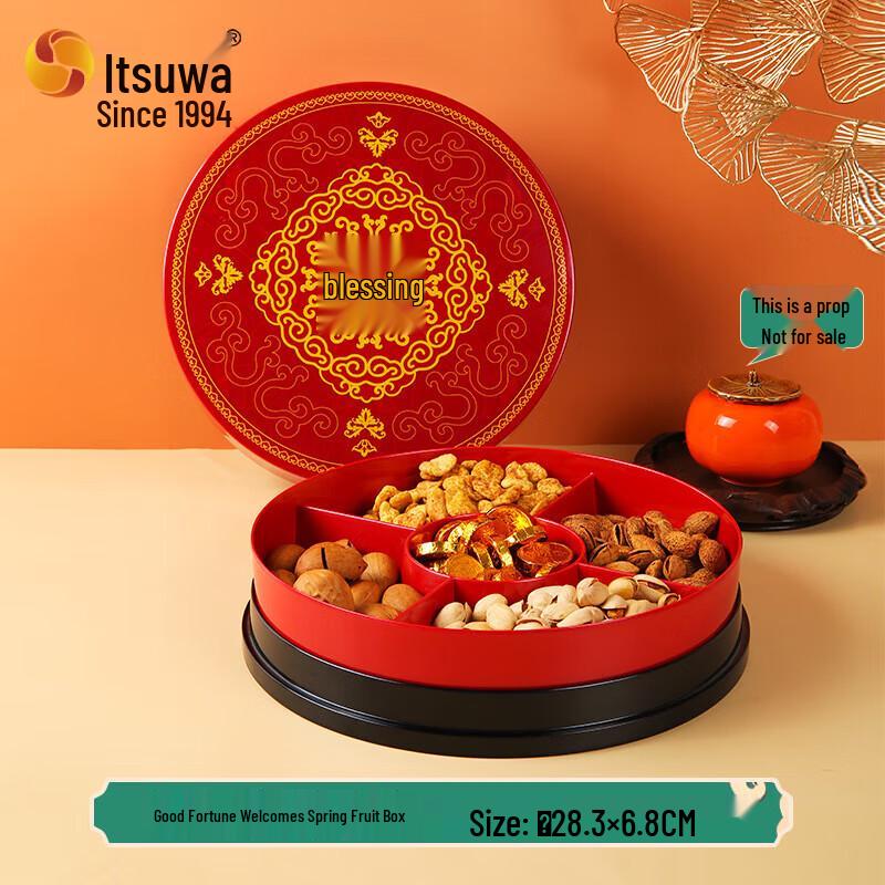 Chinese Fortune Character Round Melamine Snack Serving Tray