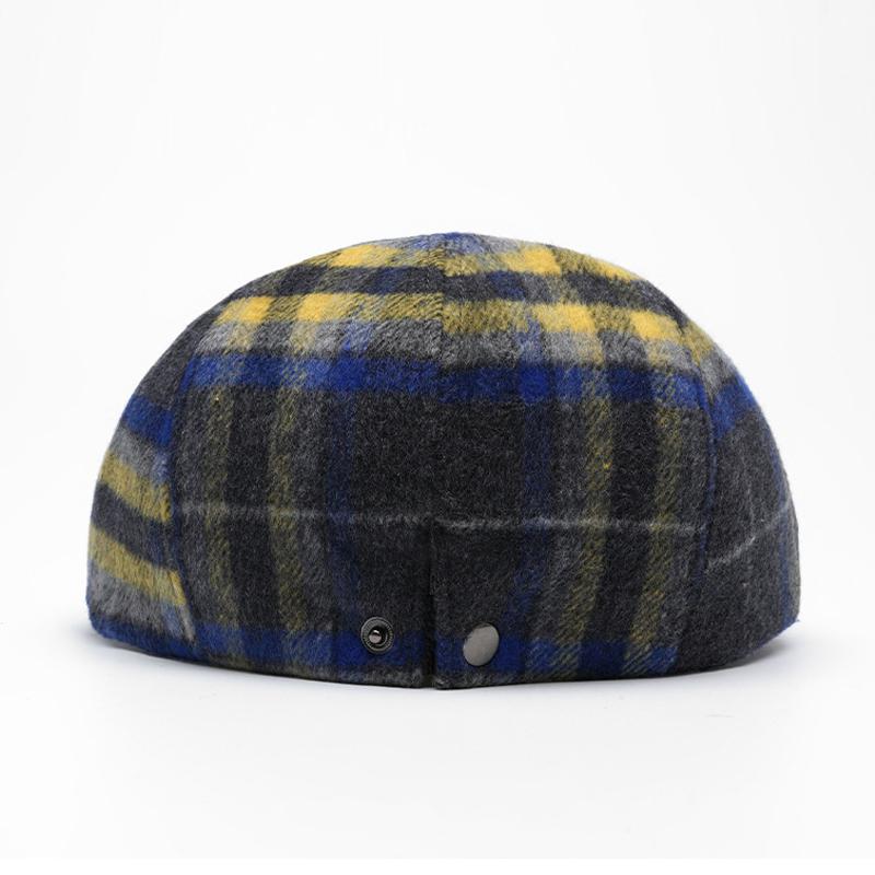 Color Check Octagonal Cap Men Women Autumn Winter Wool Warm Forward Cap British Newsboy Cap Beret