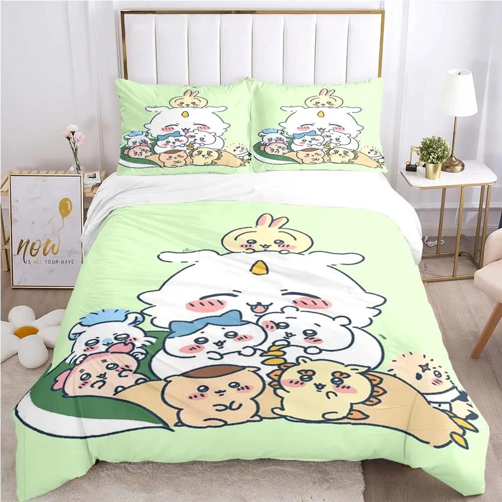 Cartoon Chiikawa Pattern Quilt Cover Pillowcase Two or Three Piece Multi Size Duvet Cover Bedding Sets Christmas Gift