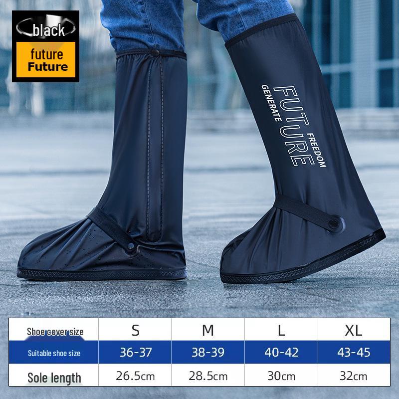PVC Waterproof Anti-Slip Thickened Rain Boot Covers for Children and Adults, Wear-Resistant and High-Top Design, Suitable for Snow and Riding