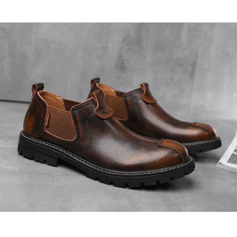 Autumn Early Winter Oxfords Mens Casual Shoes British Style Flat Fashion Brand Male Footwear Non-slip Black Brown D218